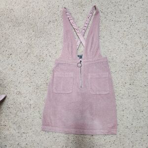 Pink Corduroy Overall Dress